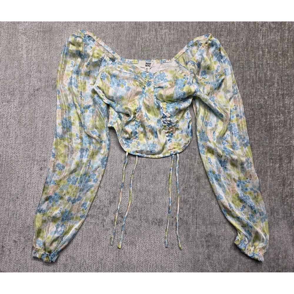 Madden NYC Women's Floral Puff Sleeve Crop Top XS Polyester